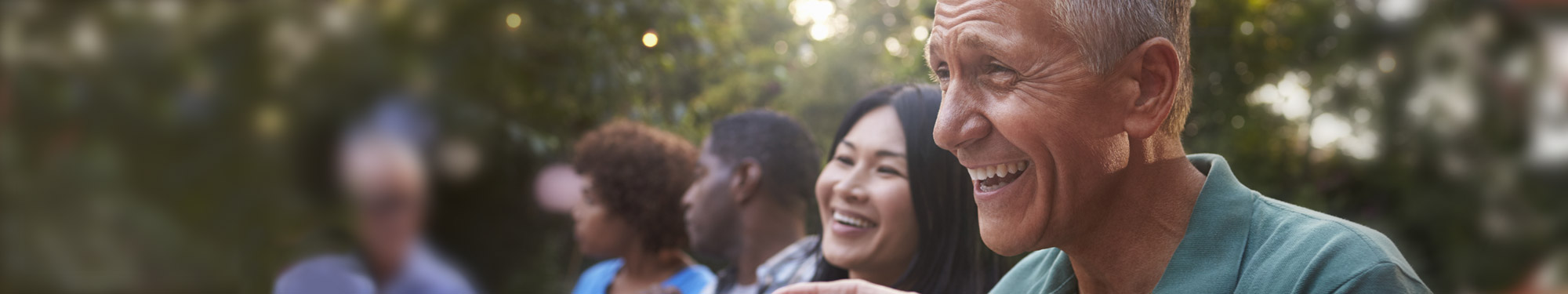 group of people laughing outside